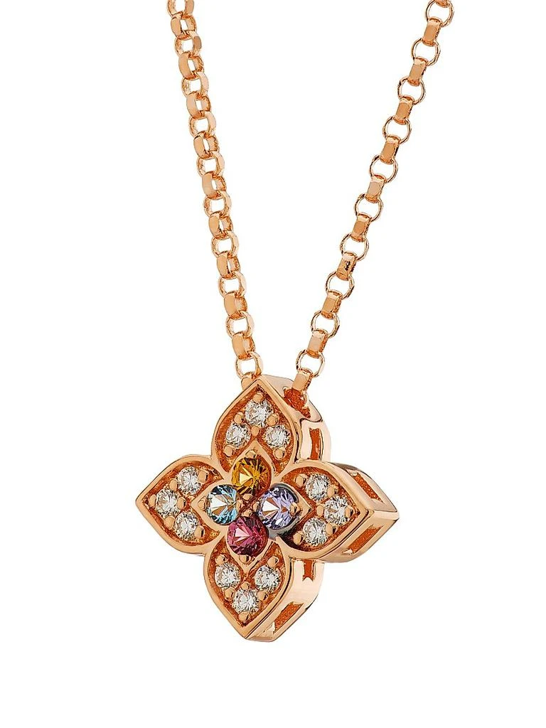 Roberto Coin Venetian Princess Carnivale 18K Rose Gold
Multi-Gemstone Flower Pendant Necklace/17" 3