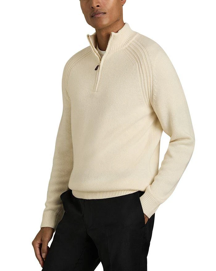 REISS Roberts Wool & Nylon Seam Detail Regular Fit Half Zip Sweater 1