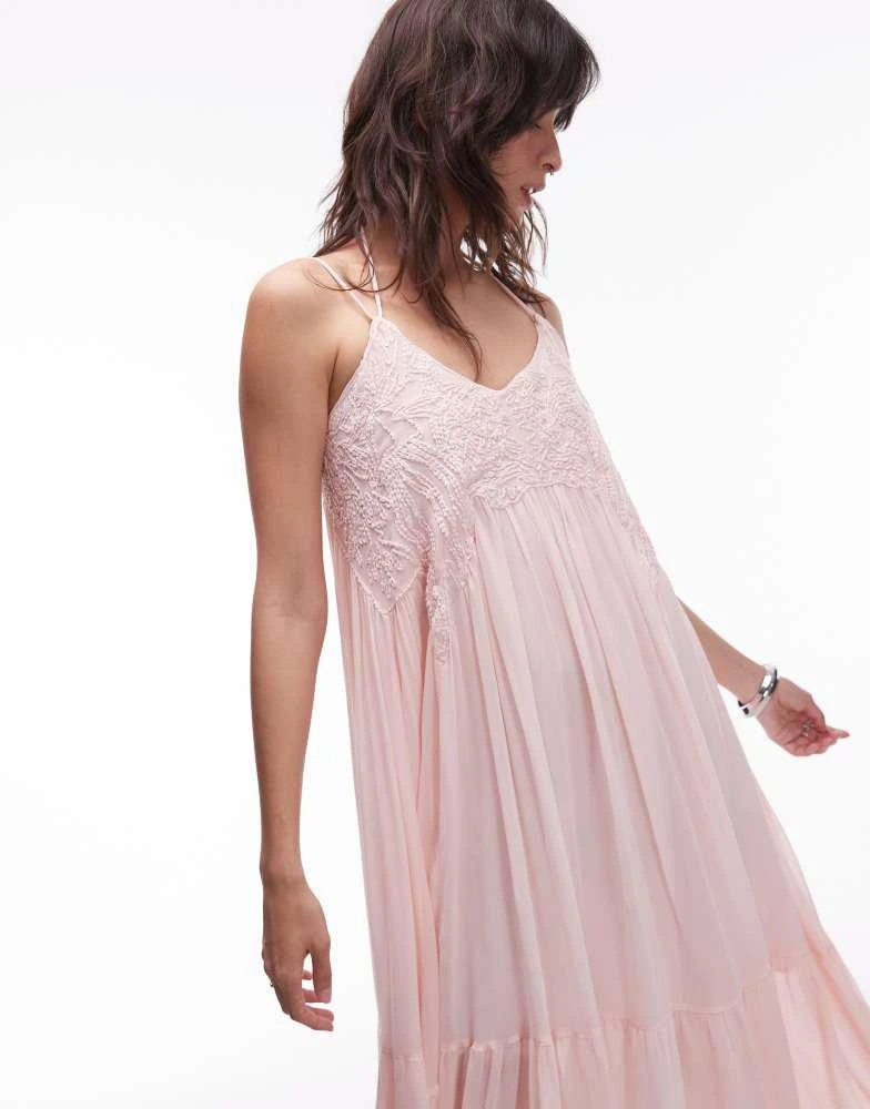 & Other Stories embroidered maxi dress with drop waist in pink  On Sale  Now with Up to 56% Off | Discover Exclusive Deals & Savings at BeyondStyle   Authentic & Other