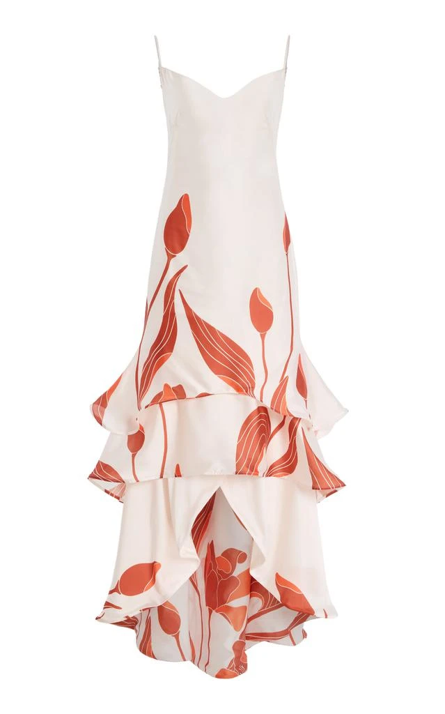 Andres Otalora Andres Otalora - Exclusive Arte Mio Tulip-Printed Satin Maxi Dress - Orange - US 10 - Moda Operandi 1