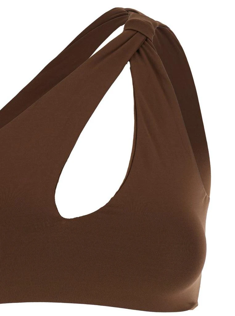 FEDERICA TOSI Brown One-Shoulder Bikini With Tie Detail In Tech Fabric Stretch Woman 3