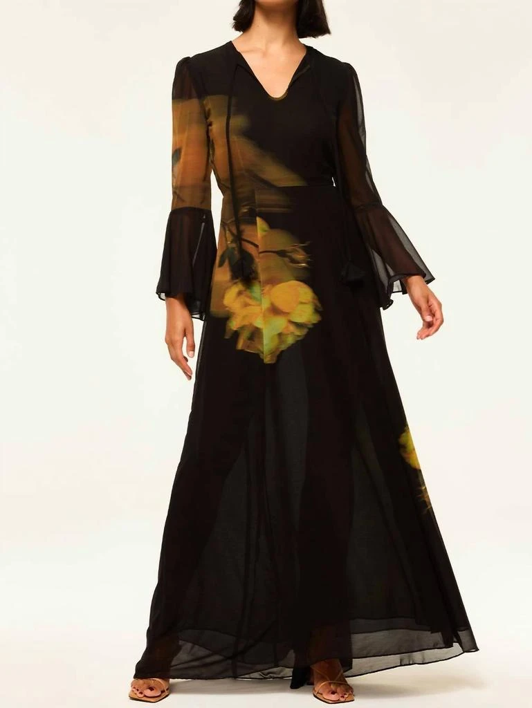 MISA Claire Maxi Dress In Yellow Rose Chiffon 1