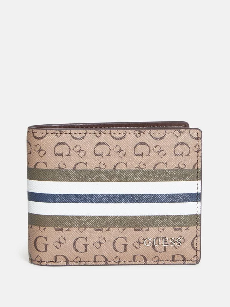 Guess Factory Slim Logo Striped Bifold Wallet 2