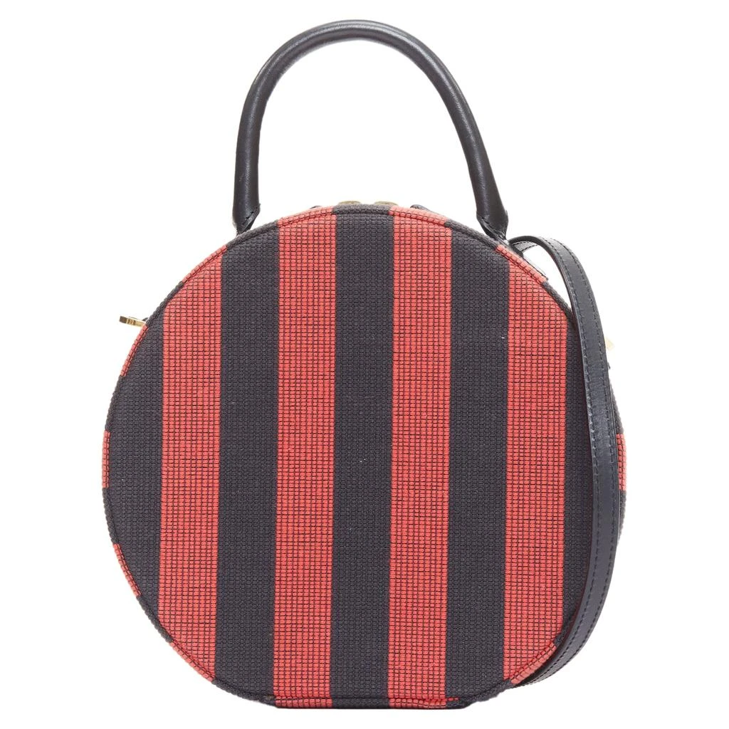 Mansur Gavriel Circle red striped fabric leather trim crossbody bag 3