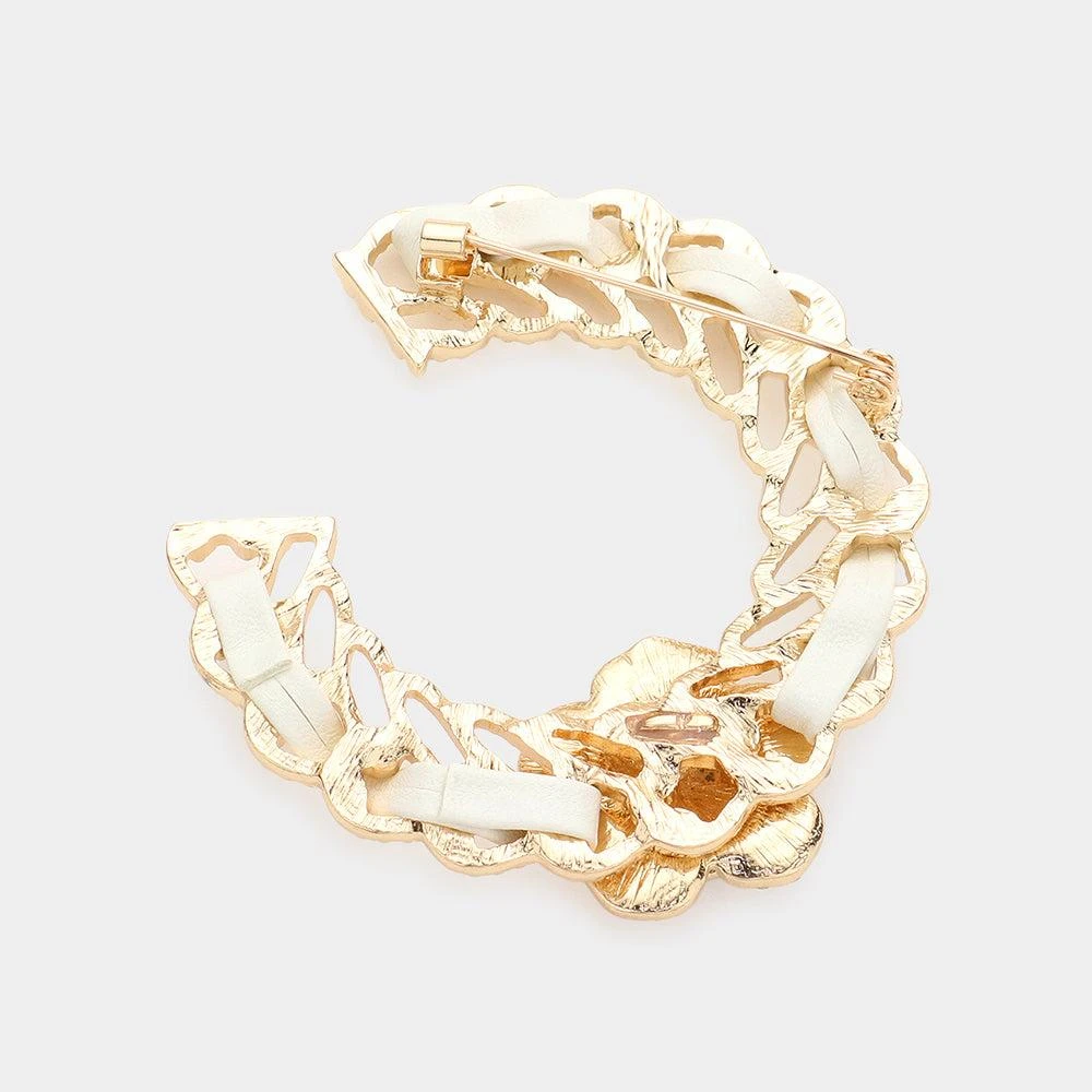 FASHNZFAB Enamel Flower Accented Pin Brooch 2