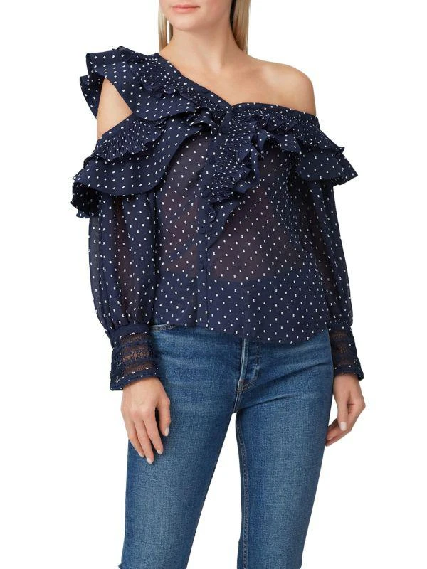 Equipment Navy Plumetis Semi Sheer Blouse 1