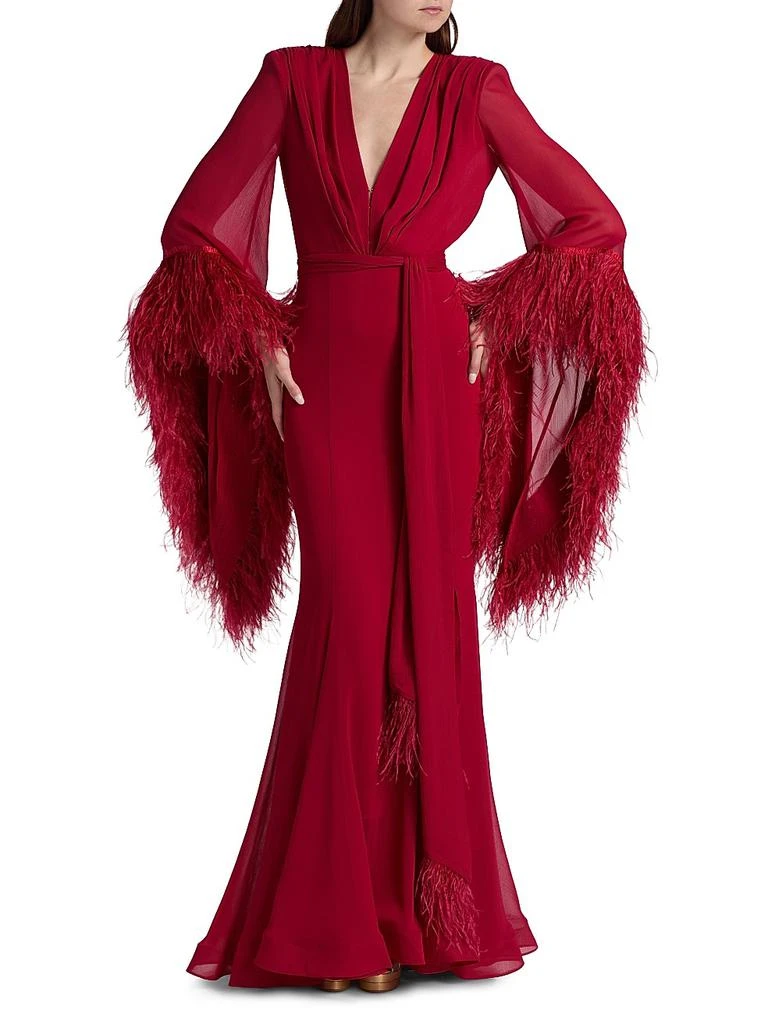 BRONX AND BANCO Geisha V-Neck Feather Gown 2
