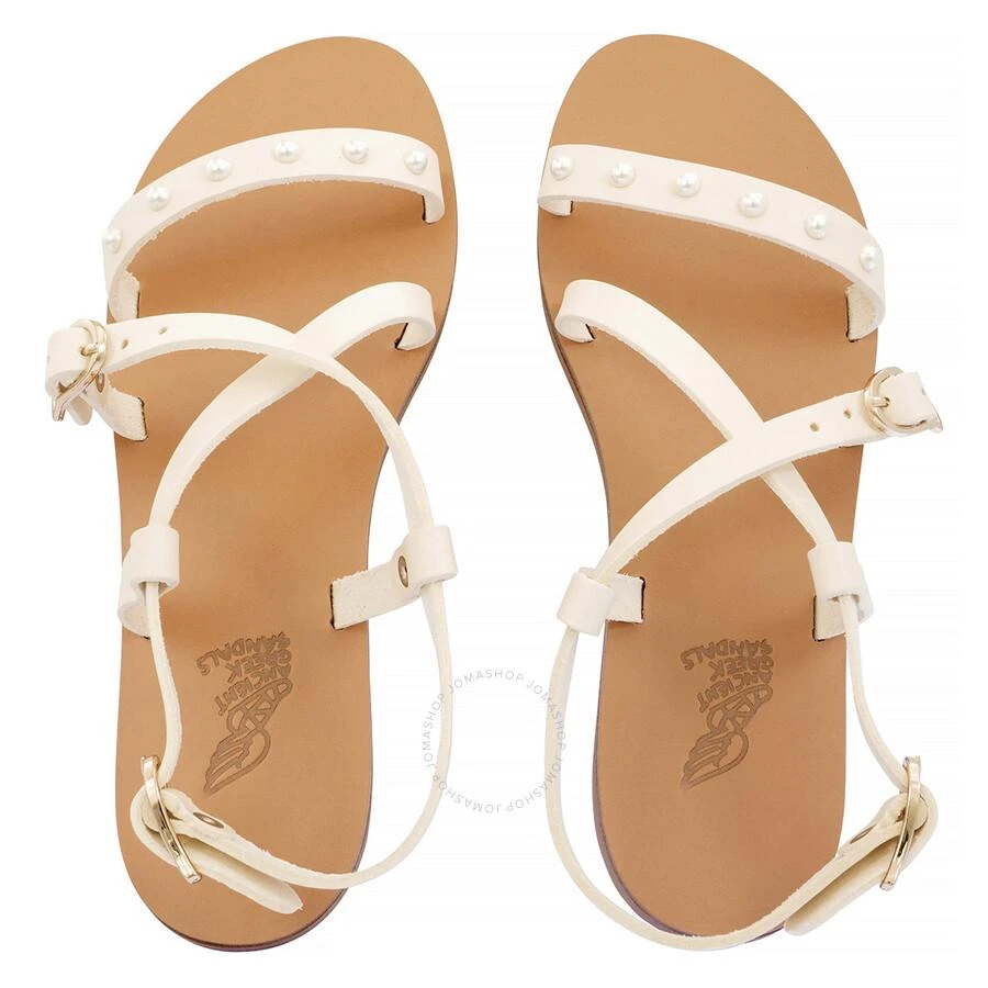 ANCIENT GREEK SANDALS Kids Off White Leather Soft Pearl Sandals 3