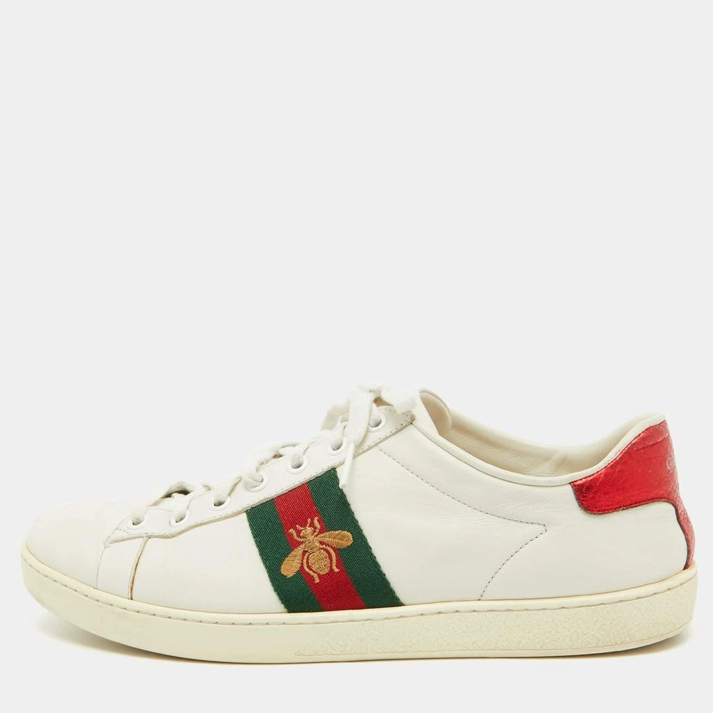 Gucci Gucci White Leather Bee Embroidered Ace Sneakers Size 40 1