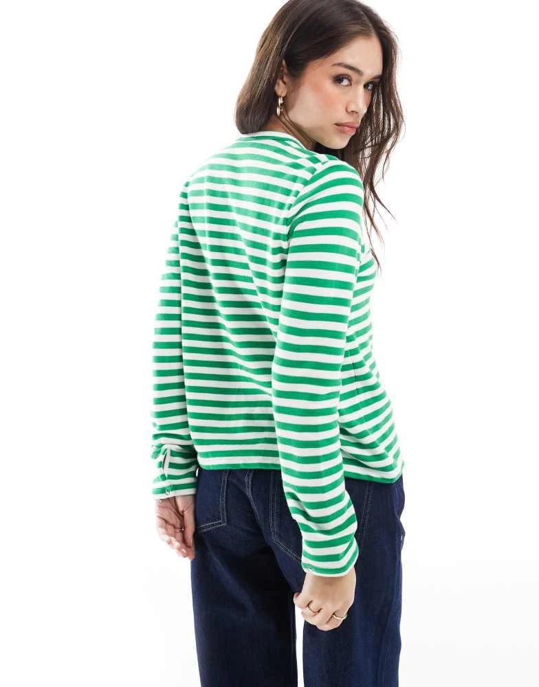 Ralph Lauren Polo Ralph Lauren jersey long sleeve striped cardigan in green and white 4