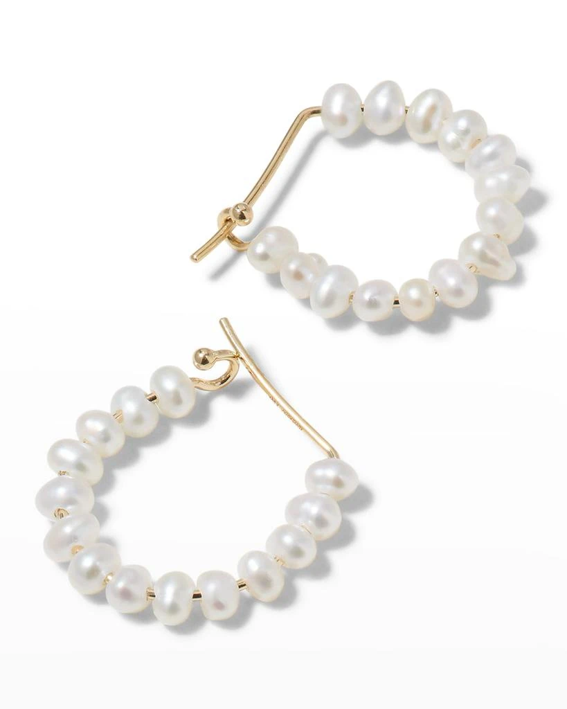 Mizuki Freshwater Pearl Diamond Hook Earrings 4