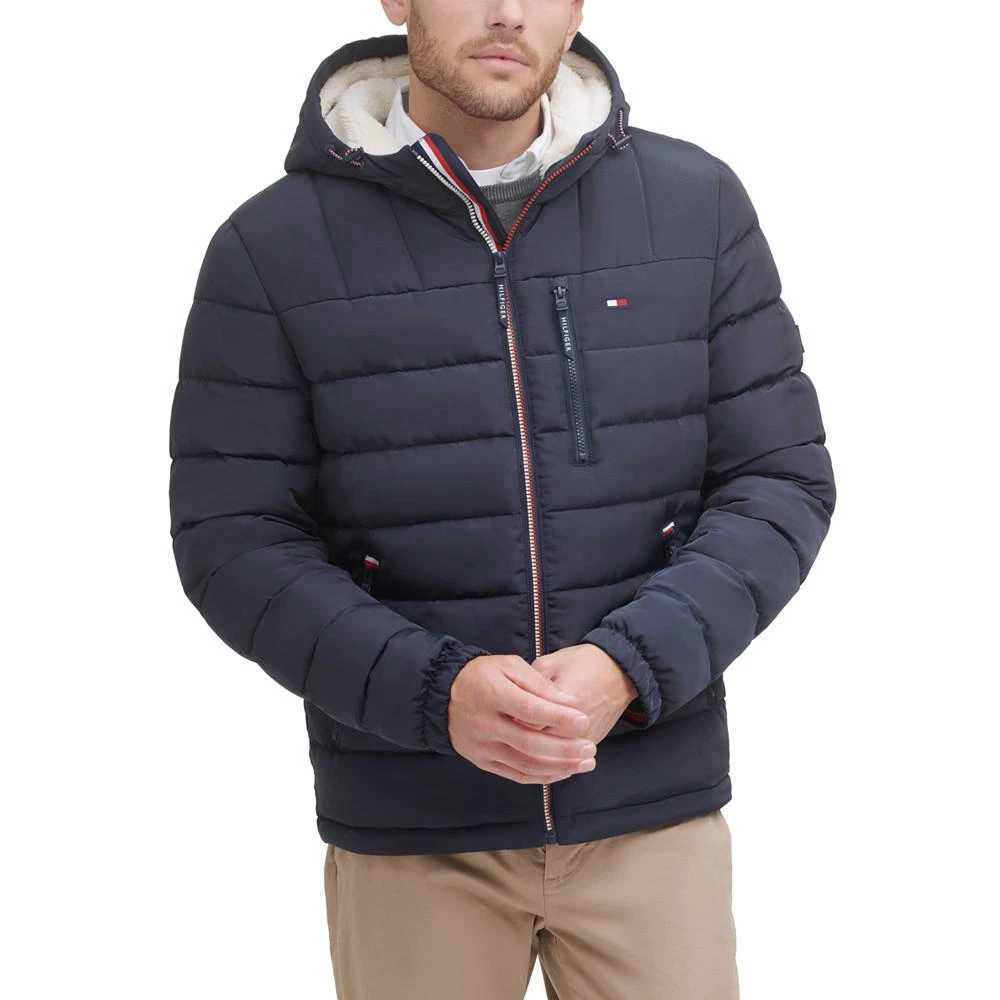 Tommy Hilfiger Men's  Sherpa Lined Hooded Quilted Puffer Jacket 1