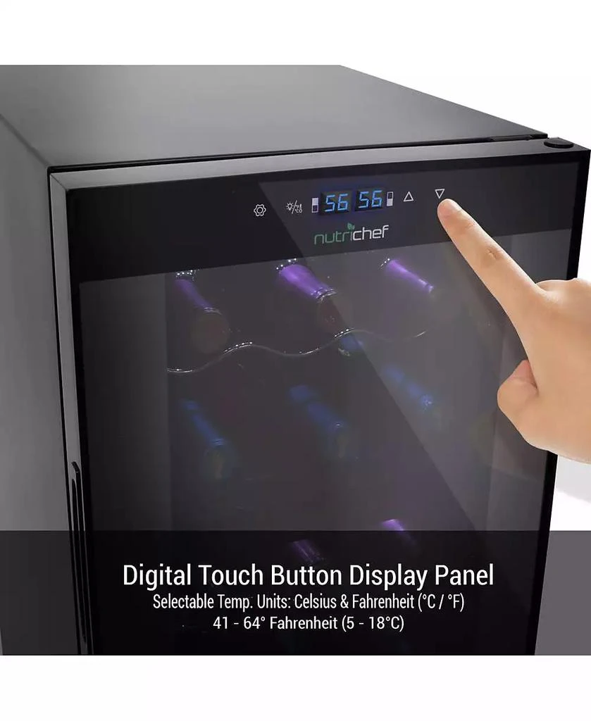 NutriChef 18-Bottle Dual-Zone Wine Cooler with Digital Touch Controls, Airtight Seal 
Standing Bottle Storage 2
