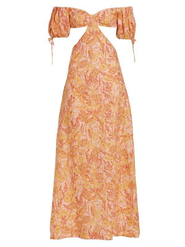 Agua by Agua Bendita Cielo Cut-Out Off Shoulder Maxi Dress 6