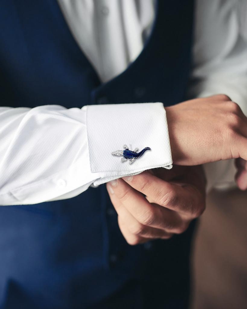 LINK UP Men's Enamel Crocodile Cufflinks