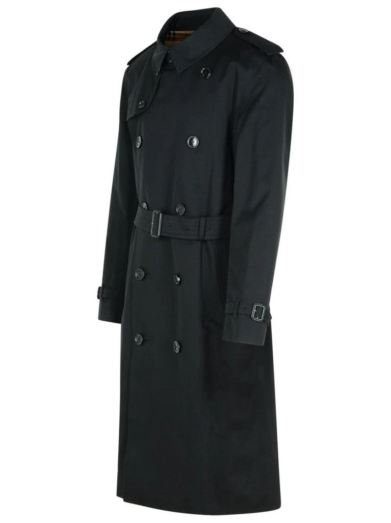 Burberry Long Black Cotton 'Kensington' Trench Coat 2
