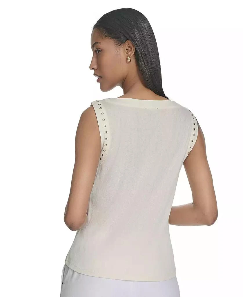 HALSTON Women's Rhinestone-Armhole Round-Neck Top 3