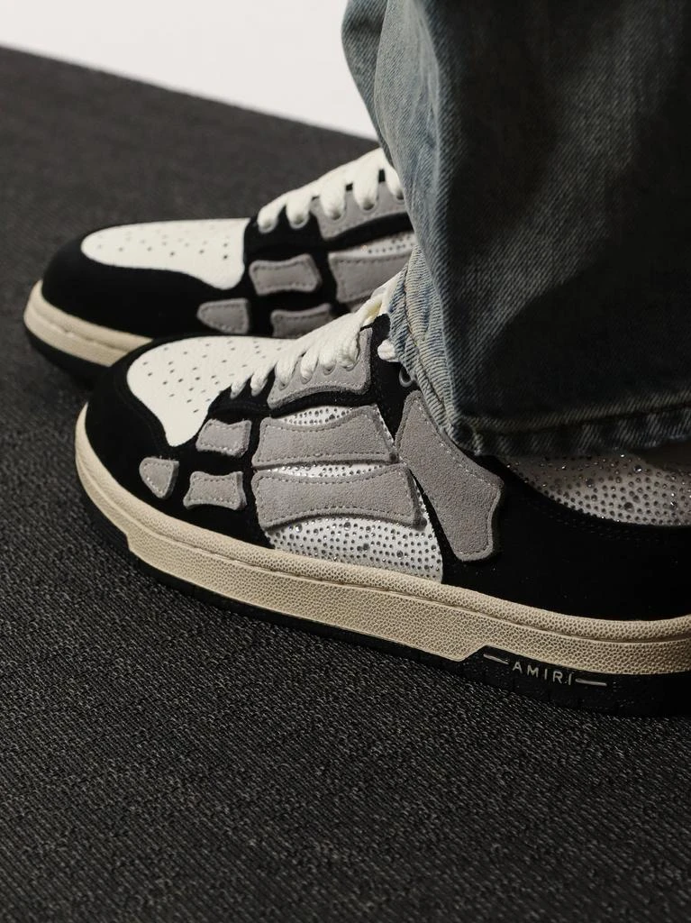 AMIRI Crystal skel top low leather and suede sneakers with rhinestones detail 2