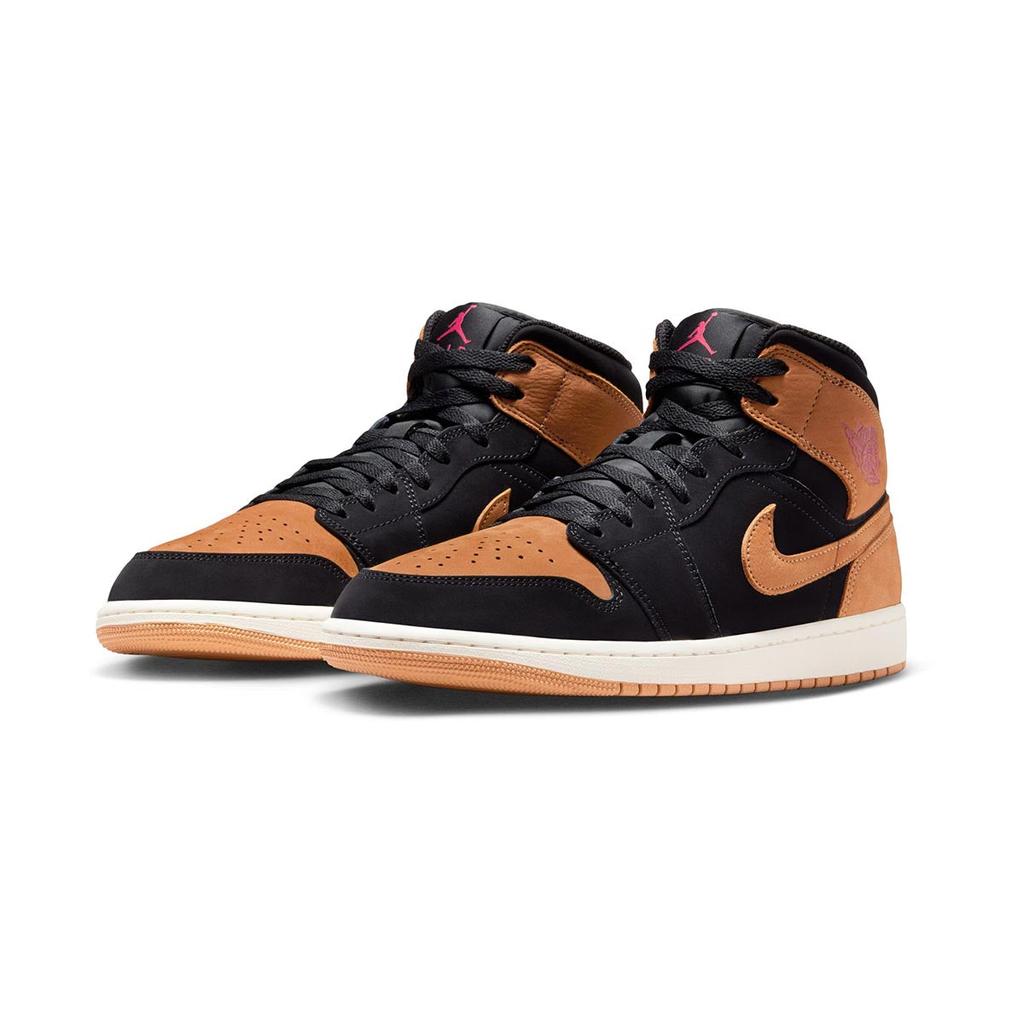 Jordan MENS AIR JORDAN 1 MID SE_BLACK/FLAX-VARSITY RED-SAIL