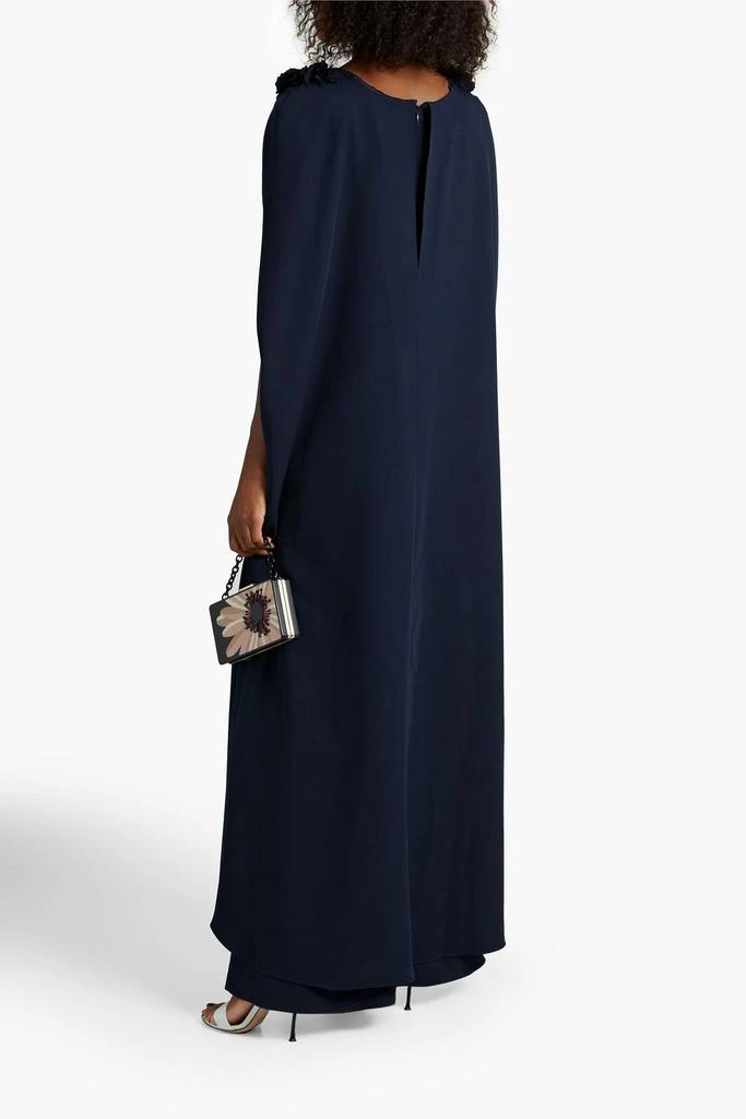 MARCHESA Cape-effect floral-appliquéd cady gown 3