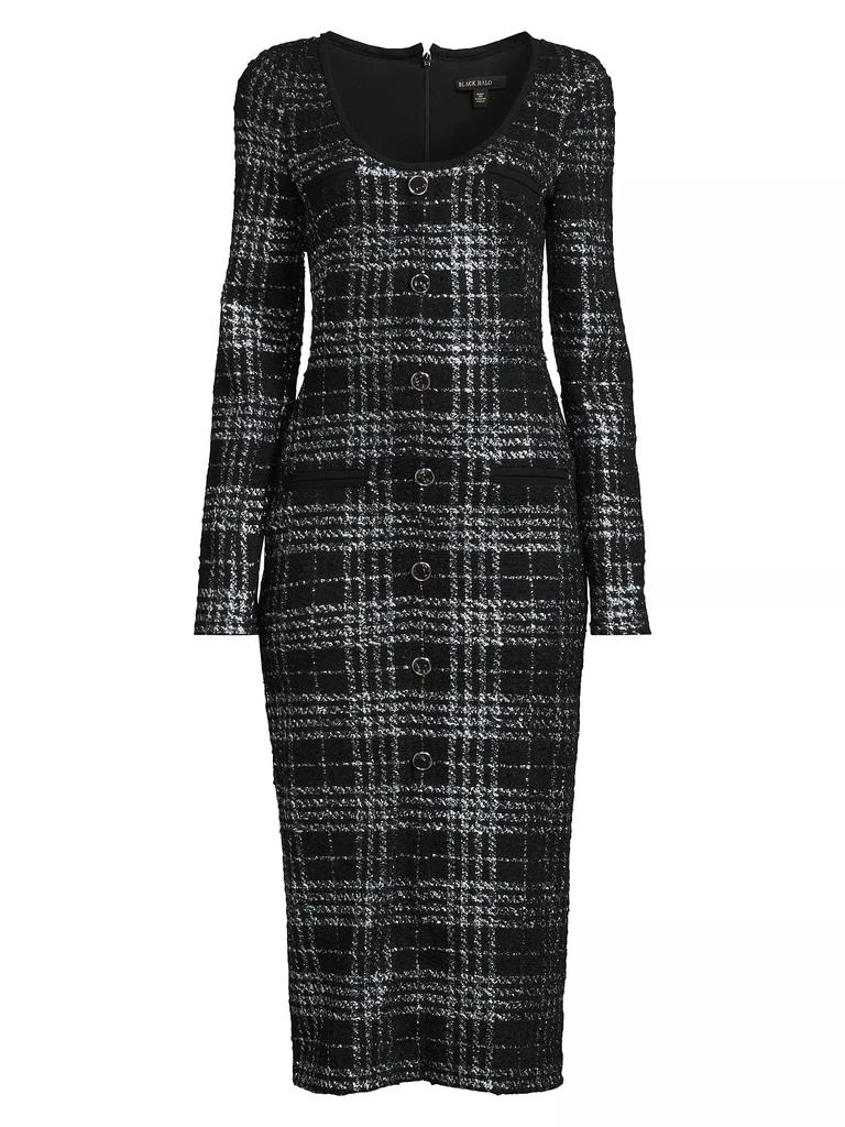 Black Halo Mae Metallic Plaid Midi-Dress 1