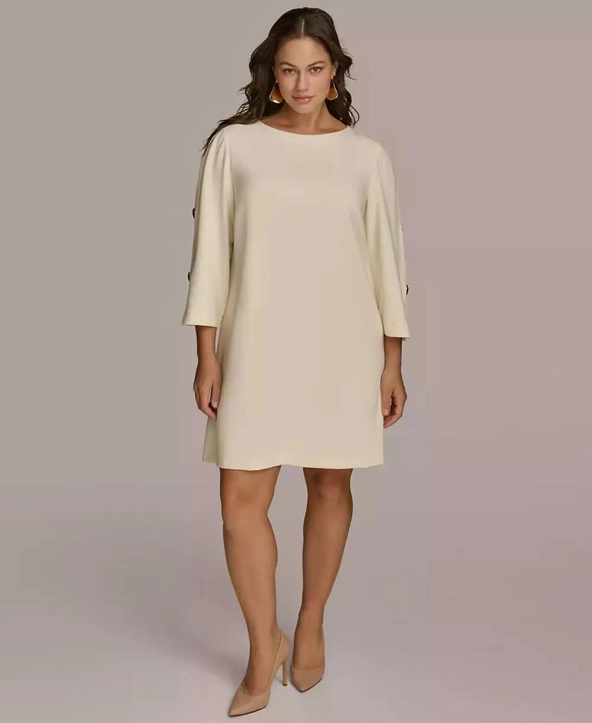 Donna Karan Plus Size Boat-Neck Embellished-Slit-Sleeve Dress 2