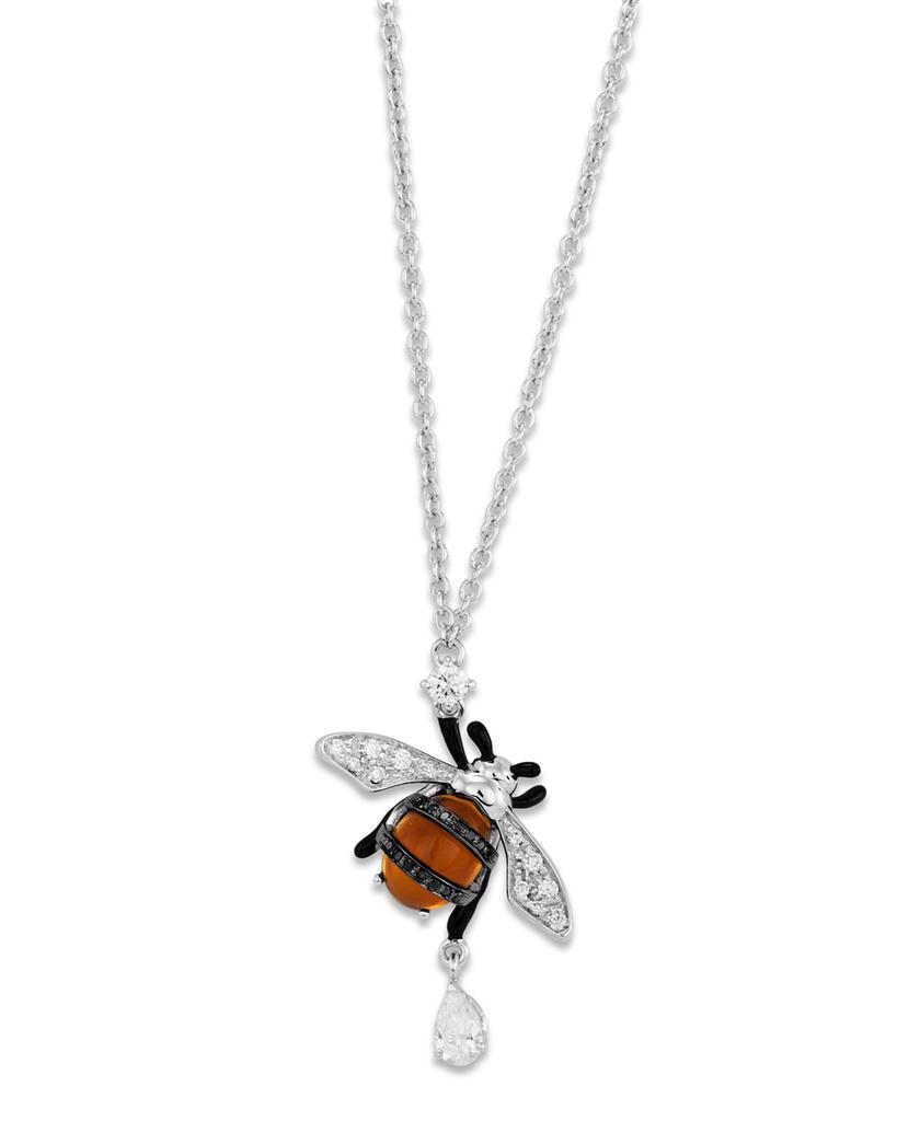 Staurino 18K White Gold Citrine Bee Pendant Necklace