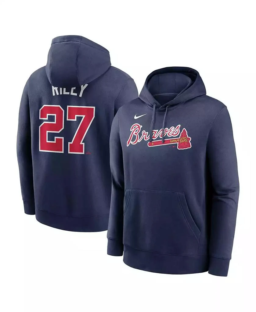 NIKE Men's Austin Riley Navy Atlanta Braves Player Name Number Club Pullover Hoodie 1