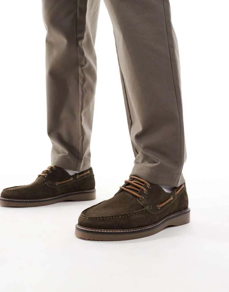 Thomas Crick Thomas Crick Thomas crick 'triggs' men's suede casual lace-up boat shoes in dk olive 2