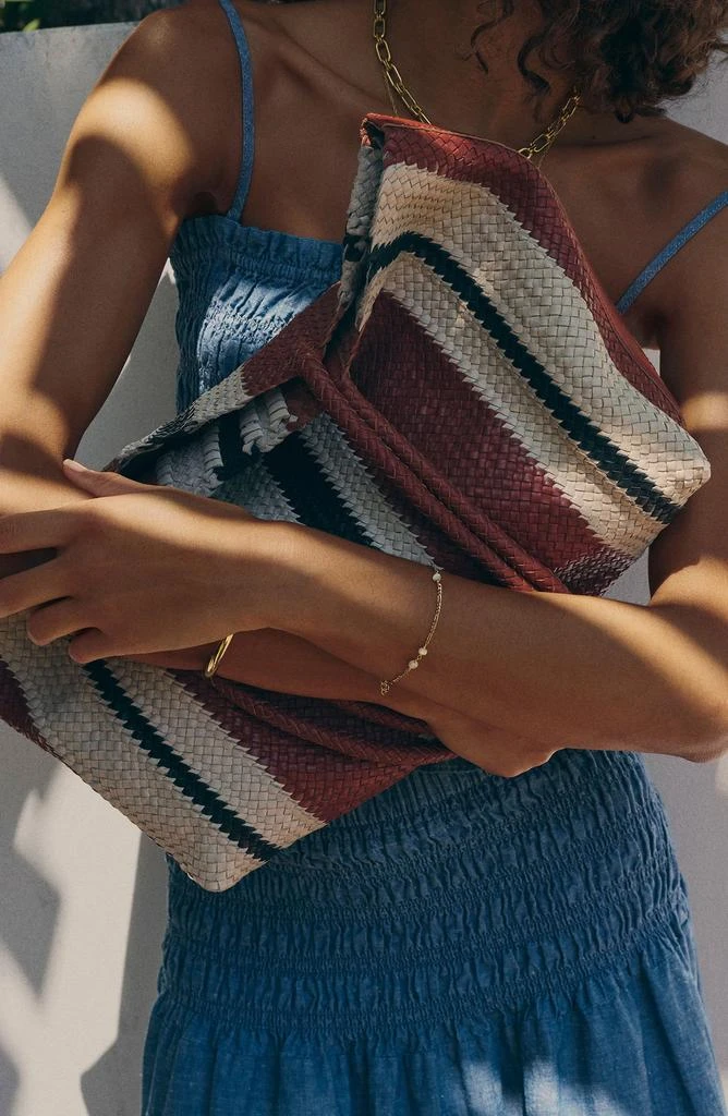 Madewell Leather Stripe Woven Tote 3