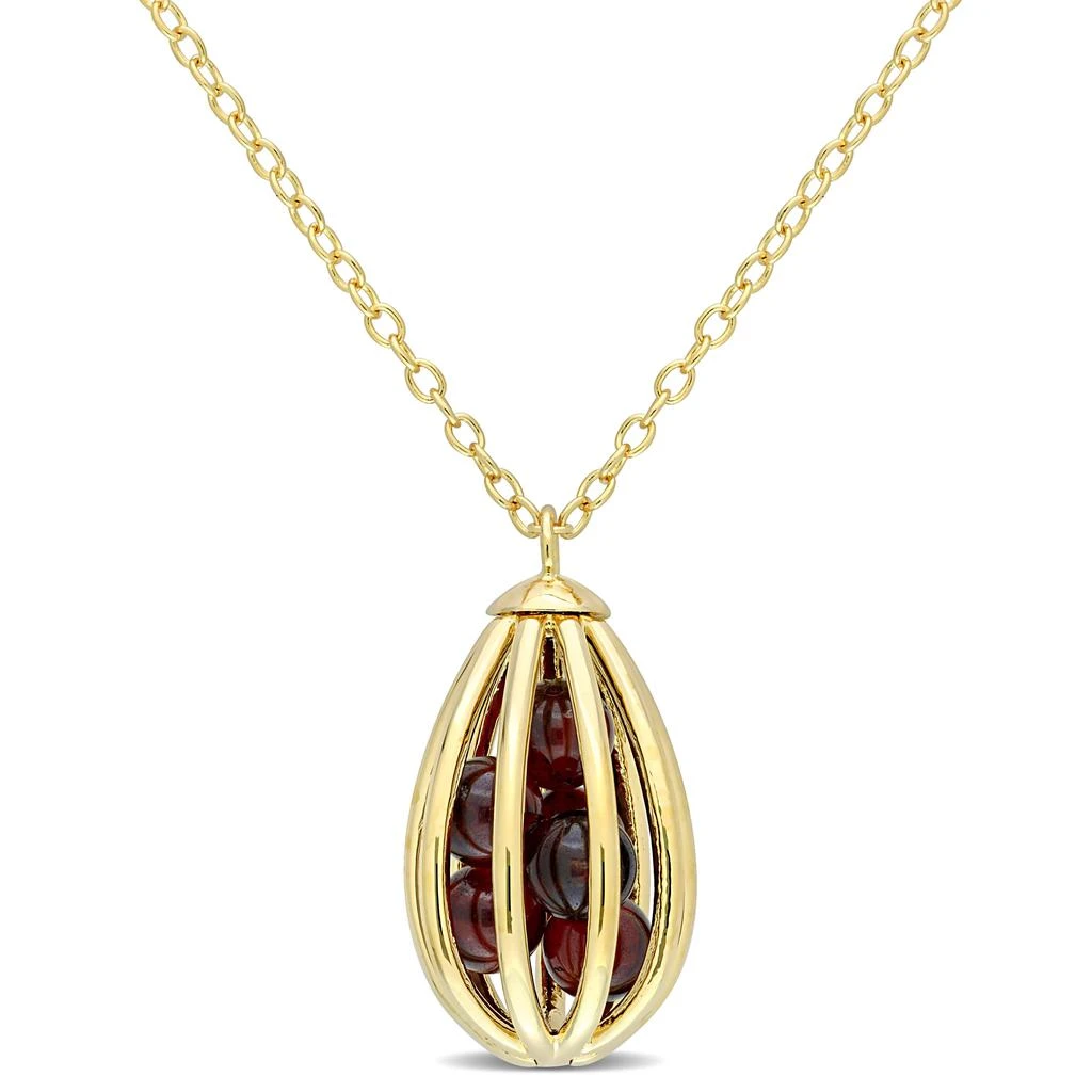 Mimi & Max 3 5/8 CT TGW Garnet Cage Pendant with Chain in Yellow Plated Sterling Silver 1