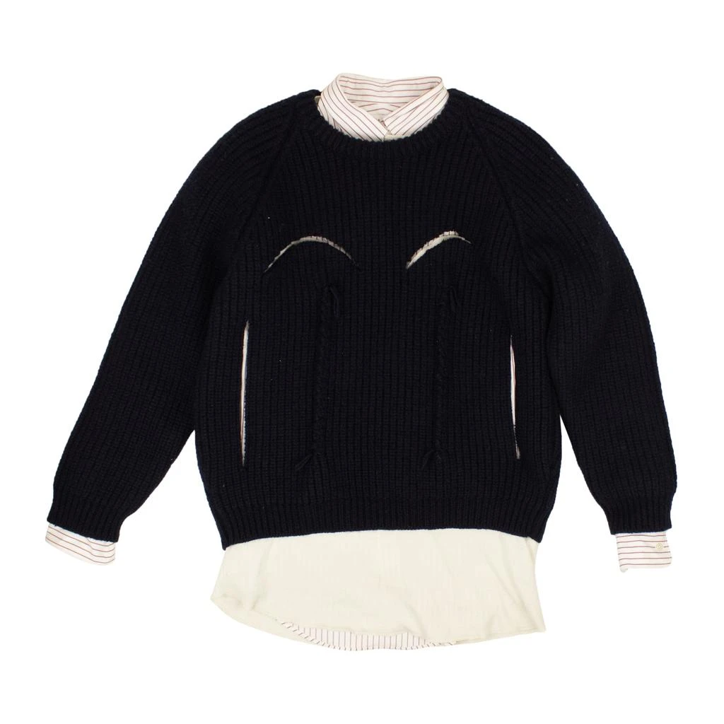 Maison Margiela Navy Cotton Shirt Underlay Sweater 1