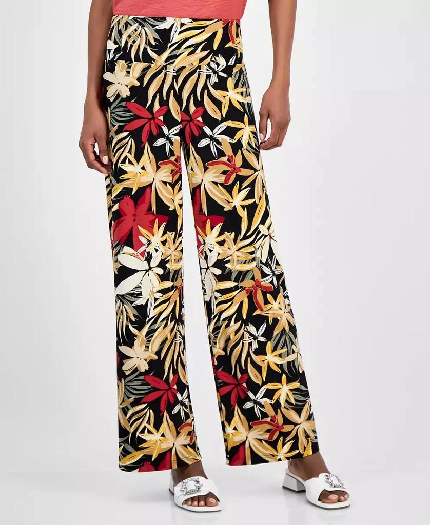 Anne Klein Petite Printed High-Rise Pull-On Pants 4