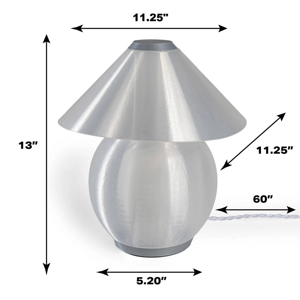 JONATHAN Y Opal 13" Modern Contemporary Plant-Based PLA 3D Printed Dimmable LED Table Lamp, Light Smoke/Gray 5