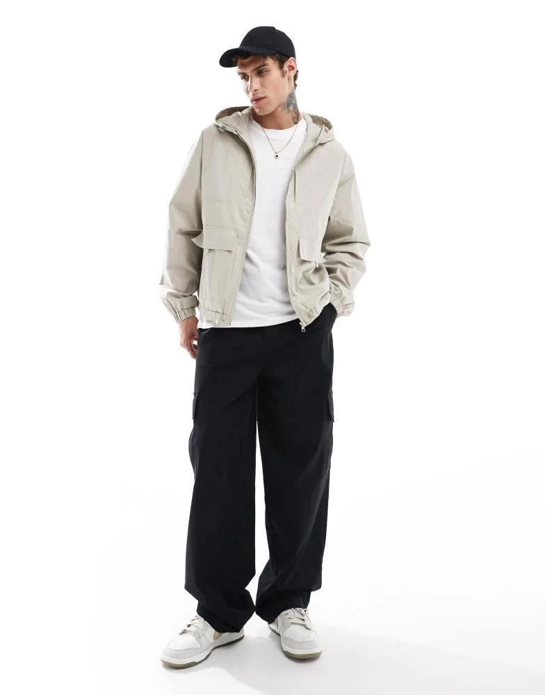 ASOS ASOS DESIGN windbreaker jacket with hood in stone 4