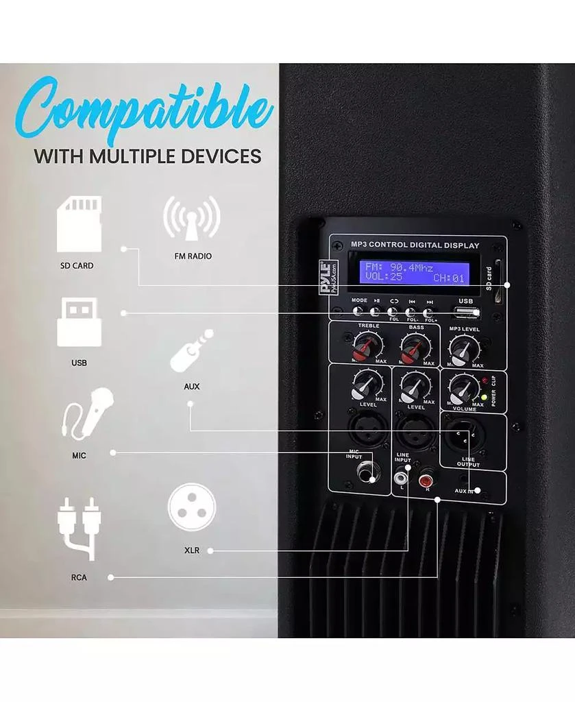 Pyle PS65ACT w/ Mic Input, Party Lights, FM Radio, Tripod
Remote Portable Bluetooth PA Speaker System 7