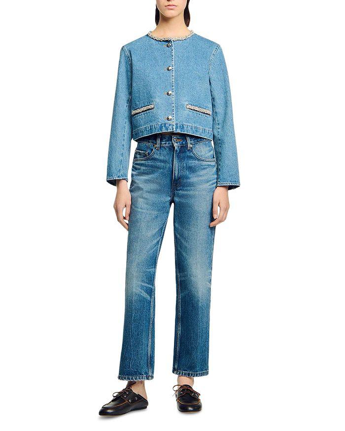Sandro Rhinestone Denim Jacket