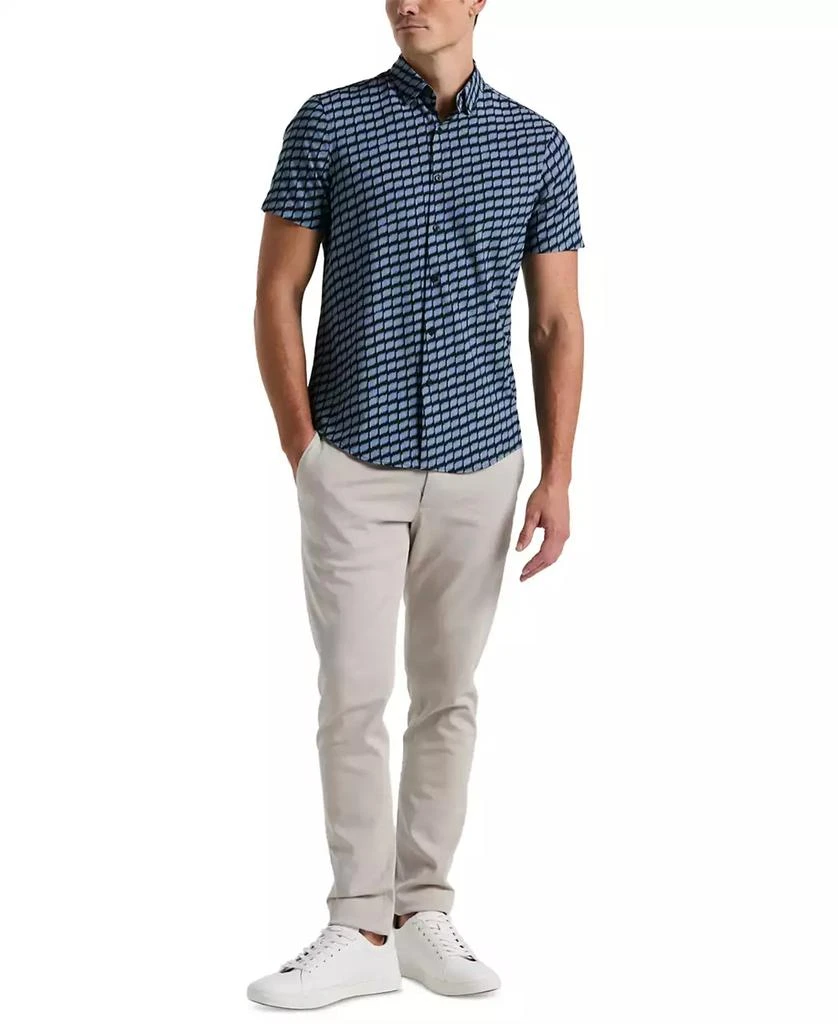 Perry Ellis Men's Slim Fit Hash Mark Short Sleeve Button-Front Shirt 4