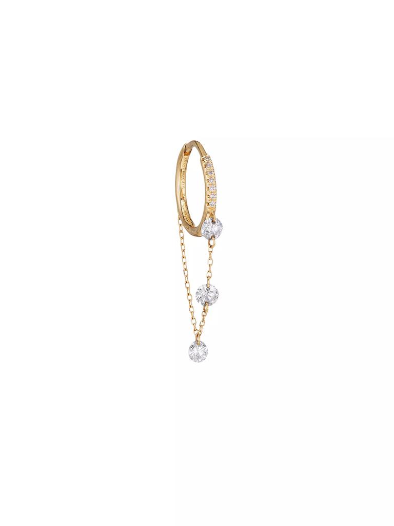 Persée Piercing Circle Paving Chain Diamond & 18K Yellow Gold Single Earring