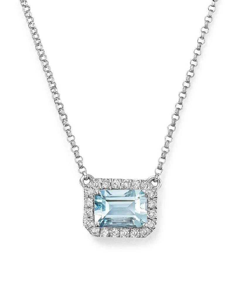 Bloomingdale's Fine Collection Aquamarine & Diamond Pendant Necklace in 14K White Gold, 17" - Exclusive 1