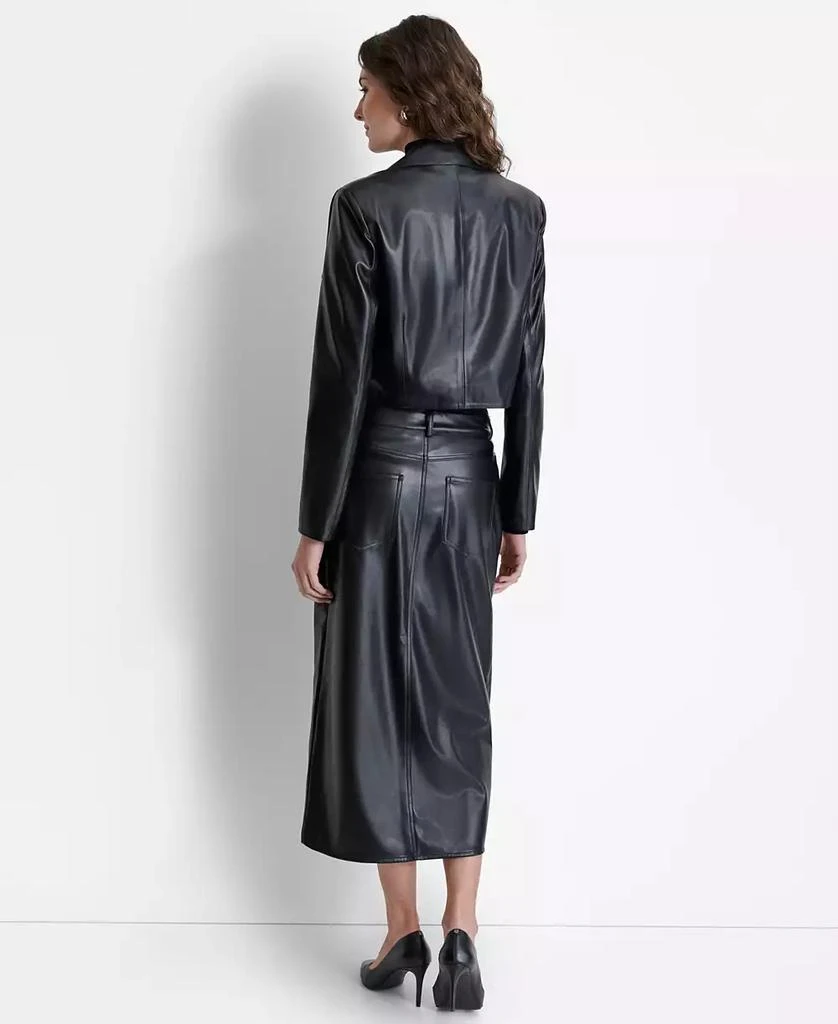 DKNY Women's Faux-Leather Fringe-Trim Open-Front Jacket 2