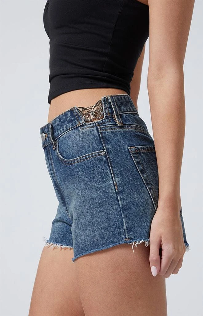 PacSun Dark Indigo Butterfly High Waisted Denim Festival Shorts 1
