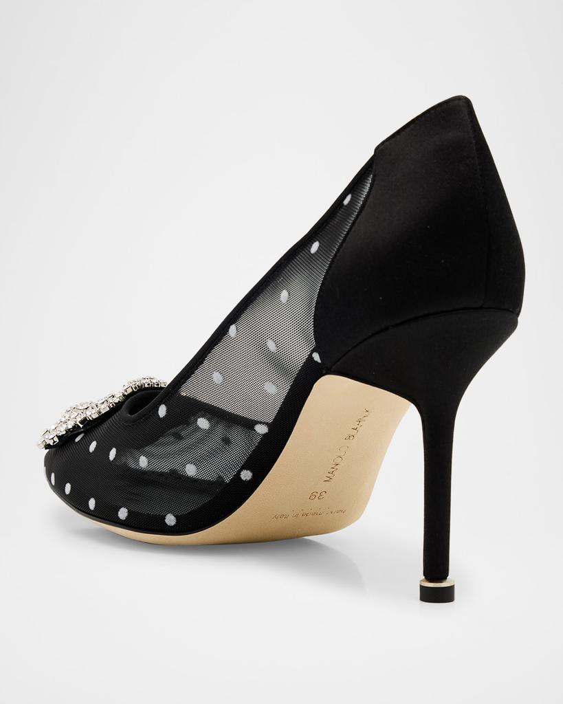 Manolo Blahnik Hangisi Polka-Dot Mesh Pumps