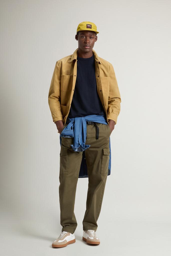 Woolrich Crewneck Sweater in Pure Cotton with Embroidered Logo - Men - Beige