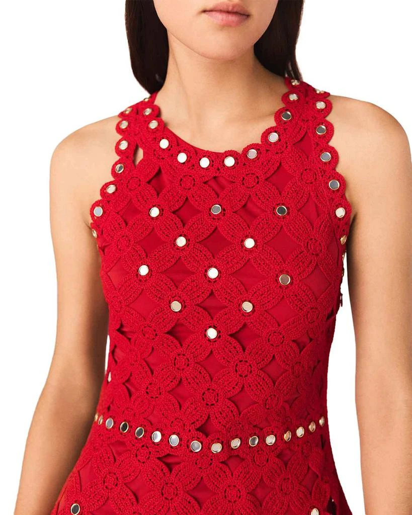 Maje Crochet Dress with Mirror Embellishments 3