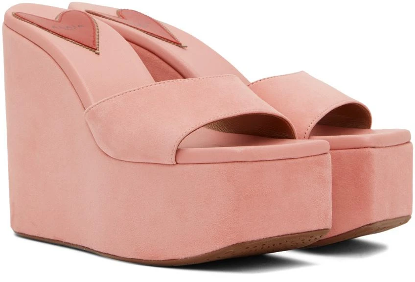 Alaïa Pink Platform Wedge Mules 4