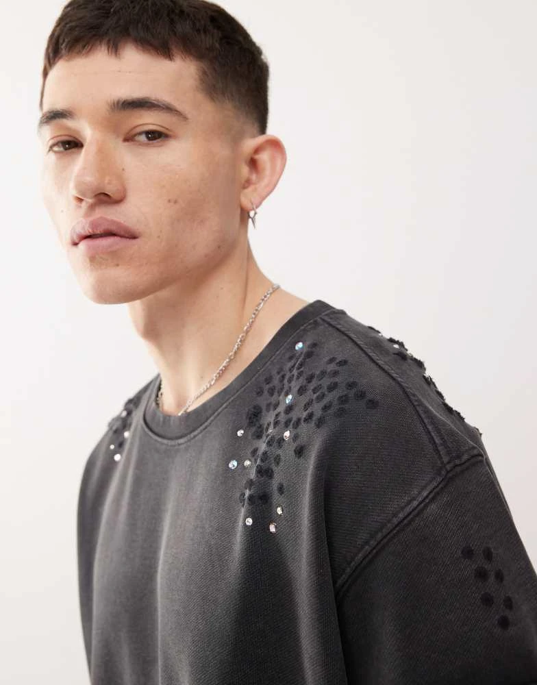 Cheap Monday Cheap Monday x Landon Barker boxy fit t-shirt with Swarovski embellishmnent in black 3