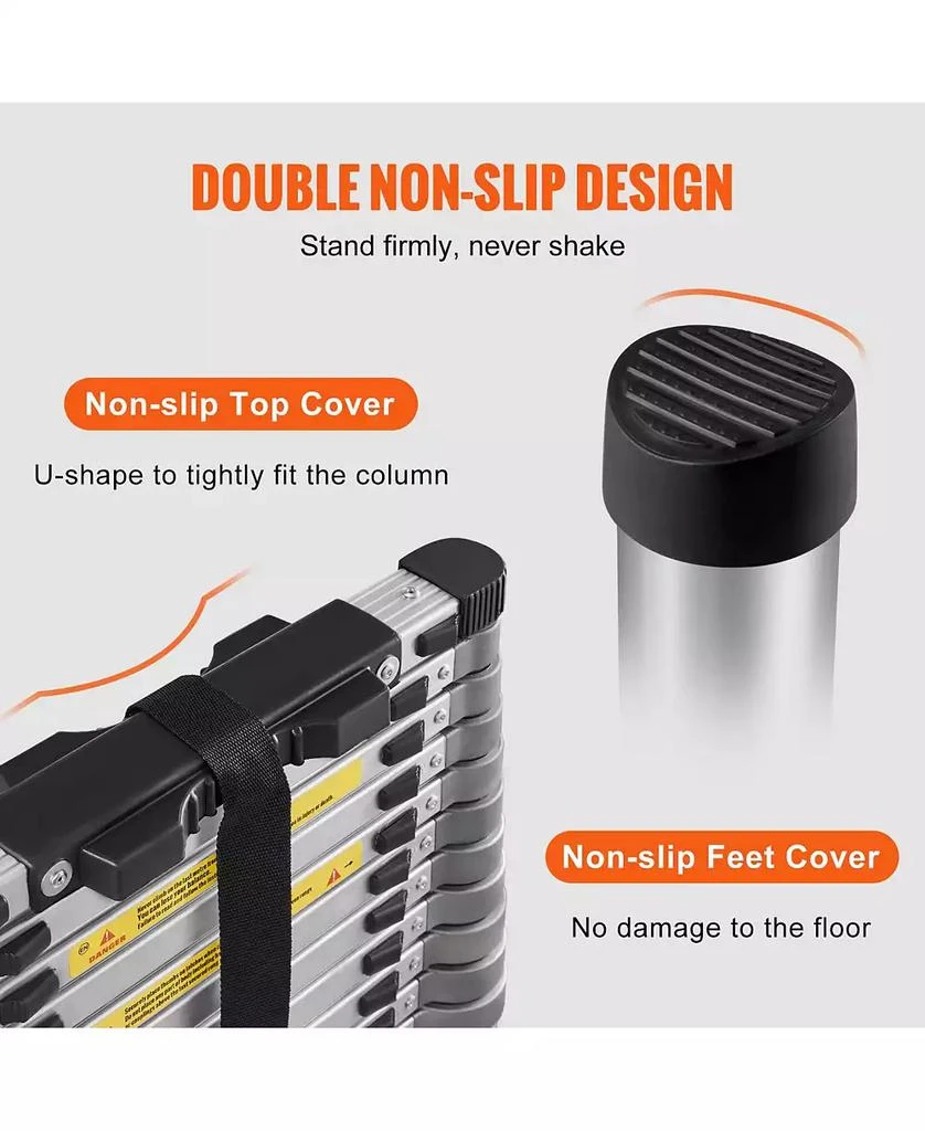 Mecale 15 ft Telescoping Ladder, Aluminum Multi-Button Retraction Extension Ladder, 400 lb Capacity, Non-Slip Feet, ANSI Listed 6