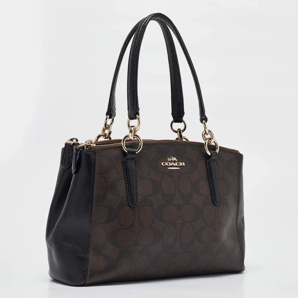Coach Coach Black/Brown Signature Coated Canvas and Leather Mini Christie Carryall Satchel 3