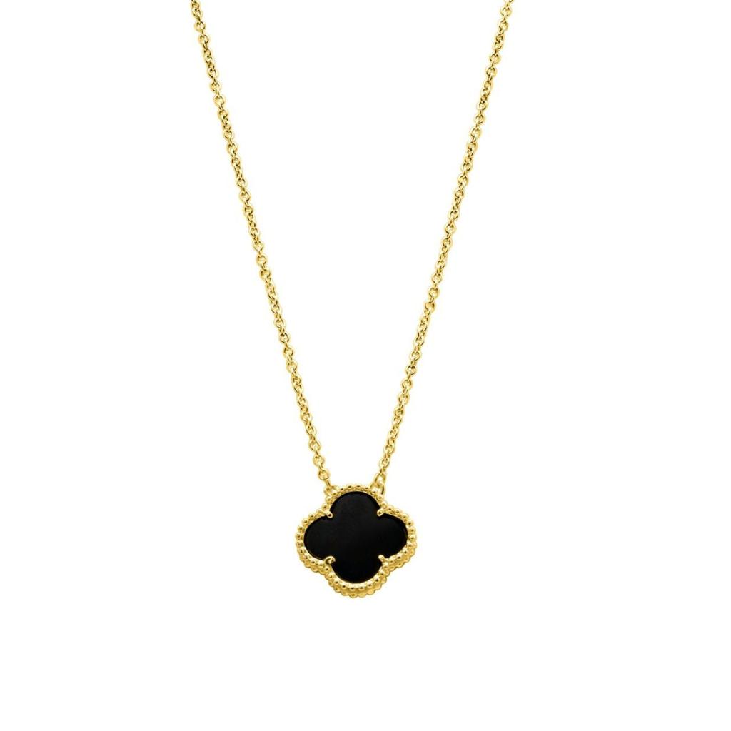 ADORNIA 14k Gold Plated Black Flower Necklace Rose Gold